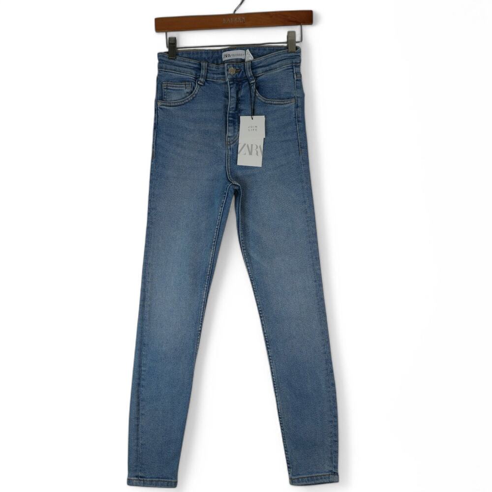 Zara Jeans Womens 4 High Rise Ankle Length 25x27 Light Wash New With Tags